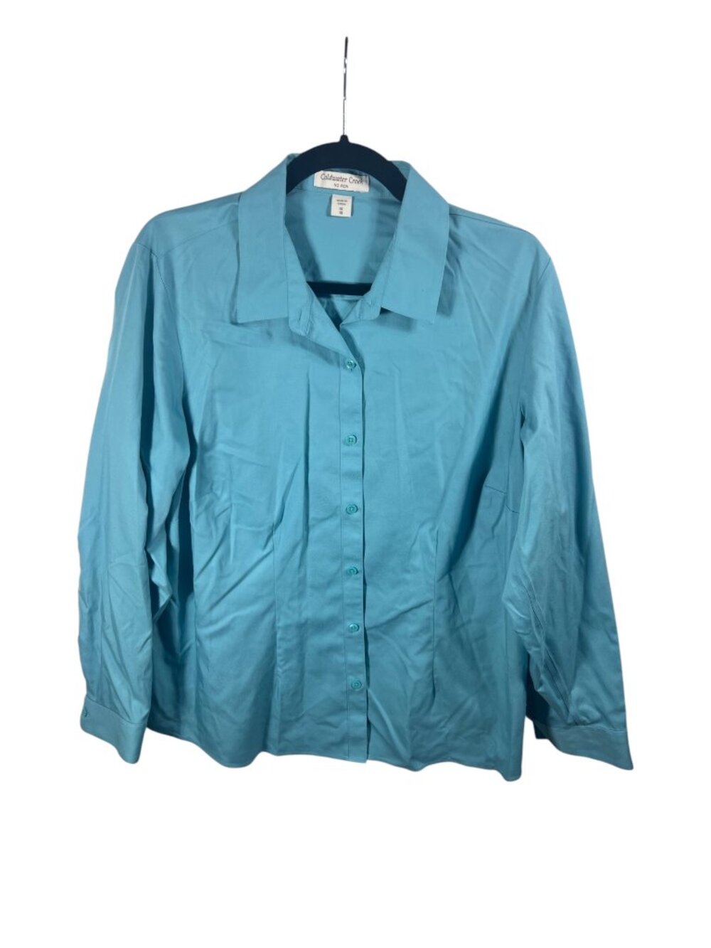 Coldwater Creek Top Womens 1X Button Down Shirt Cotton No Iron Career Classic